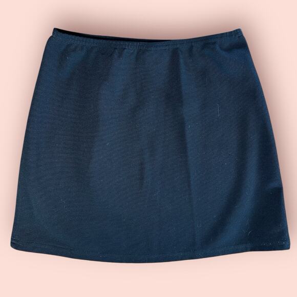 Vtg y2k Women's Mini Skirt Small Black A Line Side Slit Office Grunge Corpcore - Picture 2 of 3